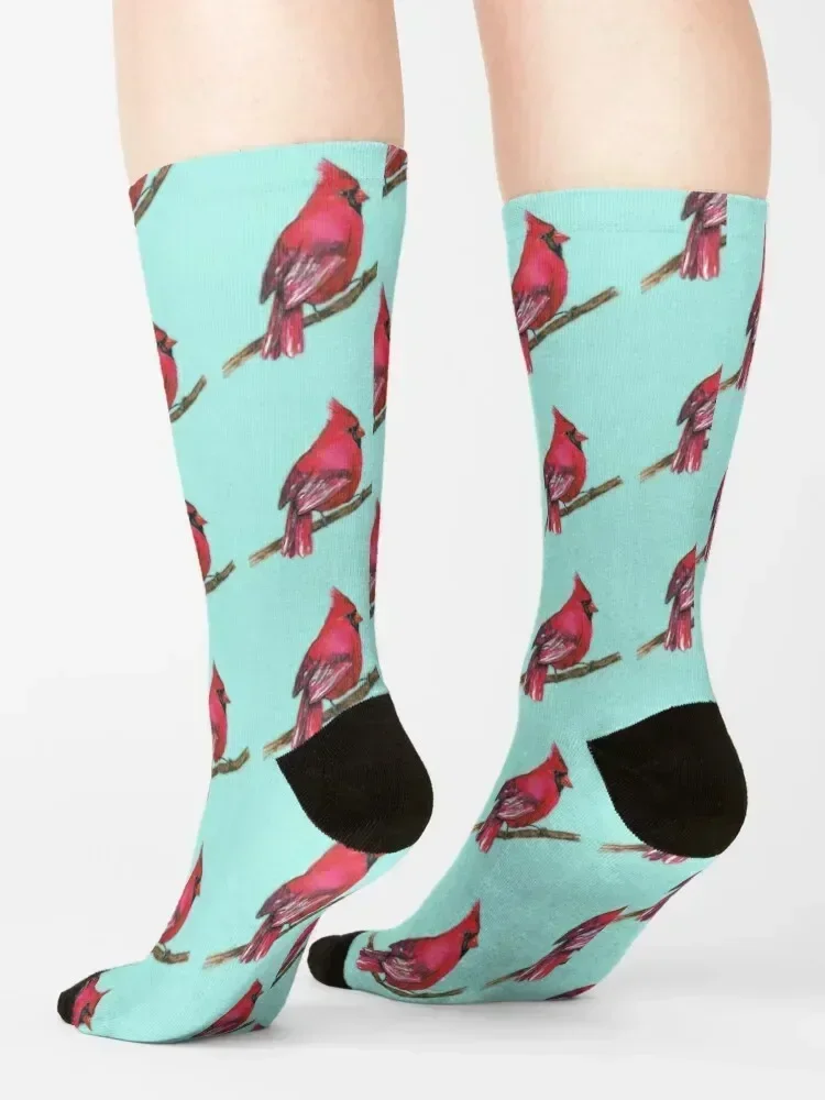 A Northern cardinal watercolor Socks Novelties golf Wholesale hiphop Women's Socks Men's