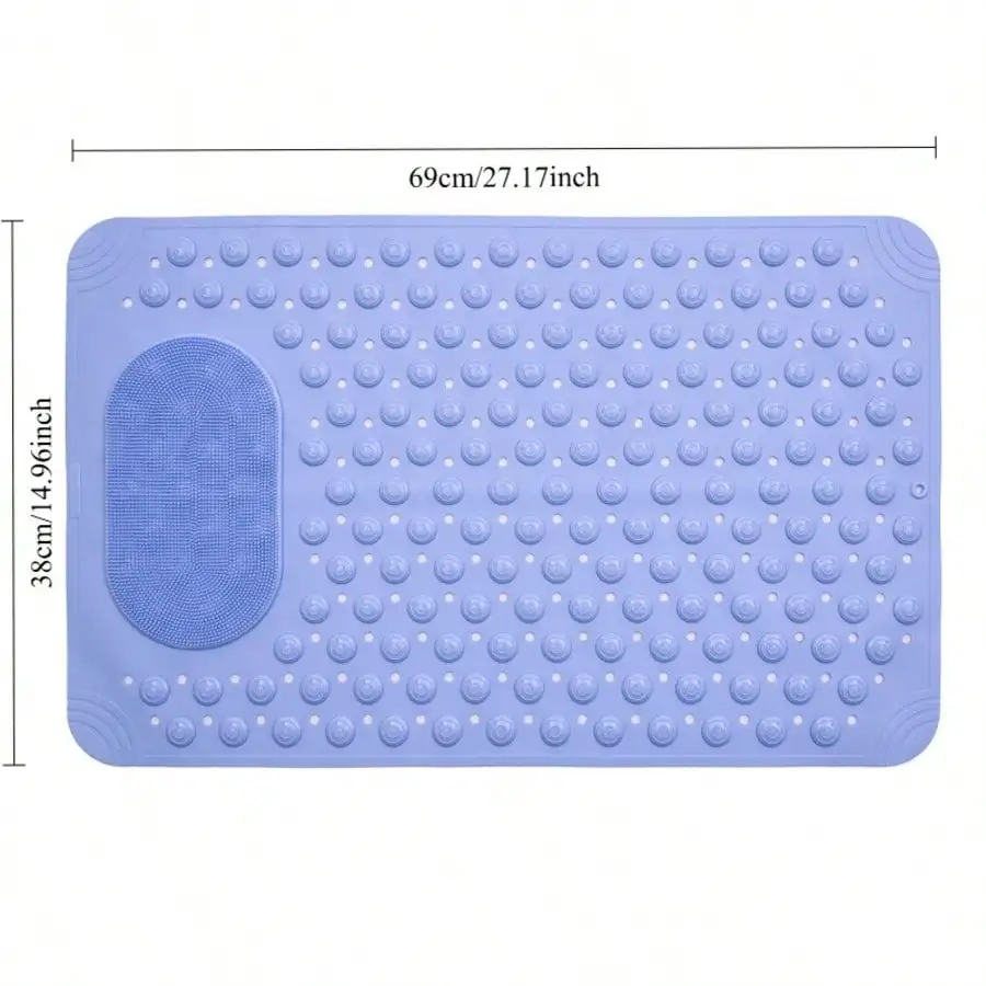 27x14 Inch Non-Slip Shower Mat With Foot Scrubber, Quick Dry Odorless Bath Mat & Bathtub Mat, Generous Size Bathroom Rug & Accessories, Ideal Bathroom Decor For Shower Stall, Durable Mat For Home, Hotel, RV, Perfect For Housewarming & Christmas Gifts