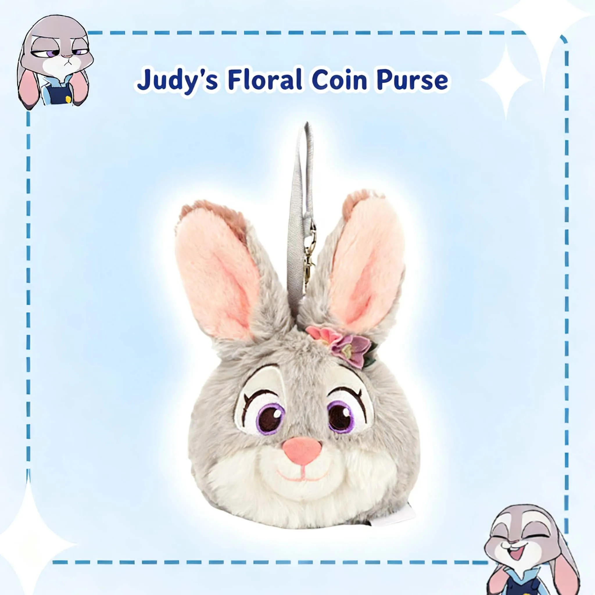 Disney Zootopia Nick Judy Plush Coin Wallet Cute Plush Animal Bag Charm Soft Plush Zero Wallet