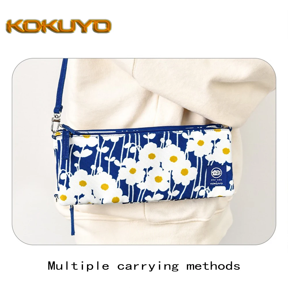1PC Japan KOKUYO Folding Storage Pen Case Shoulder Bag Large Capacity Multiple Ways of Carrying Kawaii School Stationery