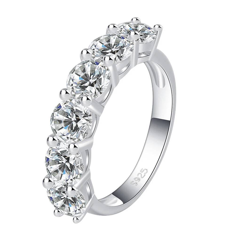 2.5ct/3ct/4ct Moissanite Wedding Rings for Women D VVS1 Brilliant Round Cut Lab Created Diamond s925 Silver Half Eternity Band