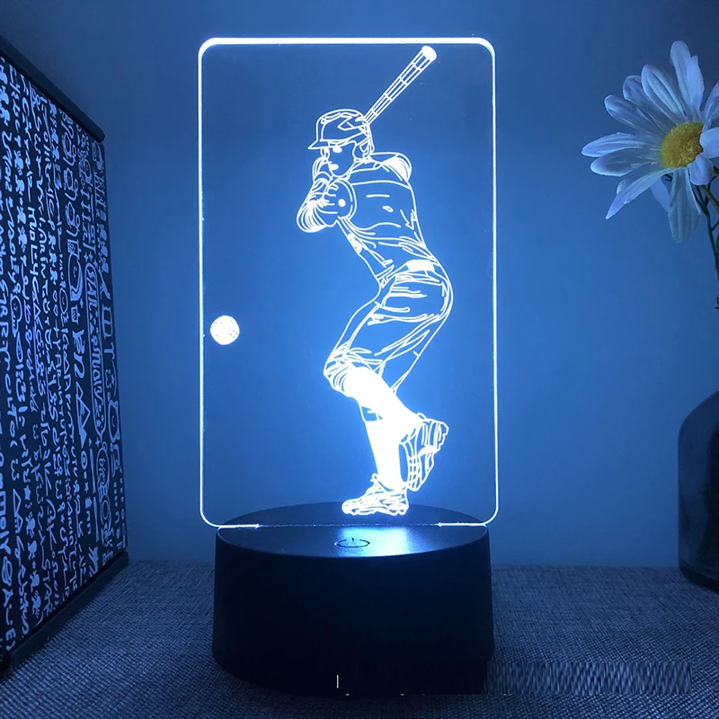 Ice Field Hockey Baseball Rugby Star Athlete Figure 3d Led Lamp For Bedroom Night Lights Children's Room Decor Kid Birthday Gift