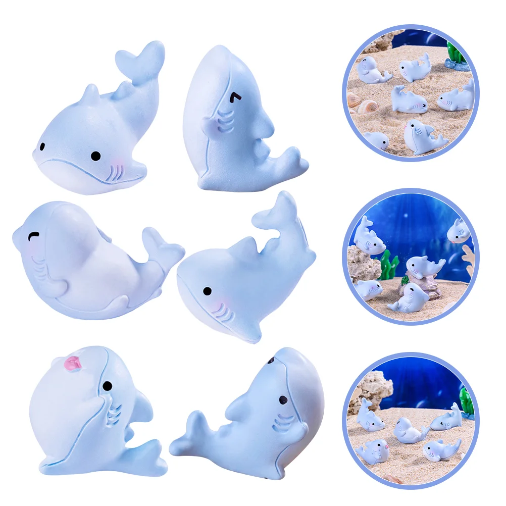 6pcs Miniature Ocean Resin Animals Figures Cute Shark Toys For Diy Decor Tabletop Decor Fish Tank Decorations Resin Craft Mini S