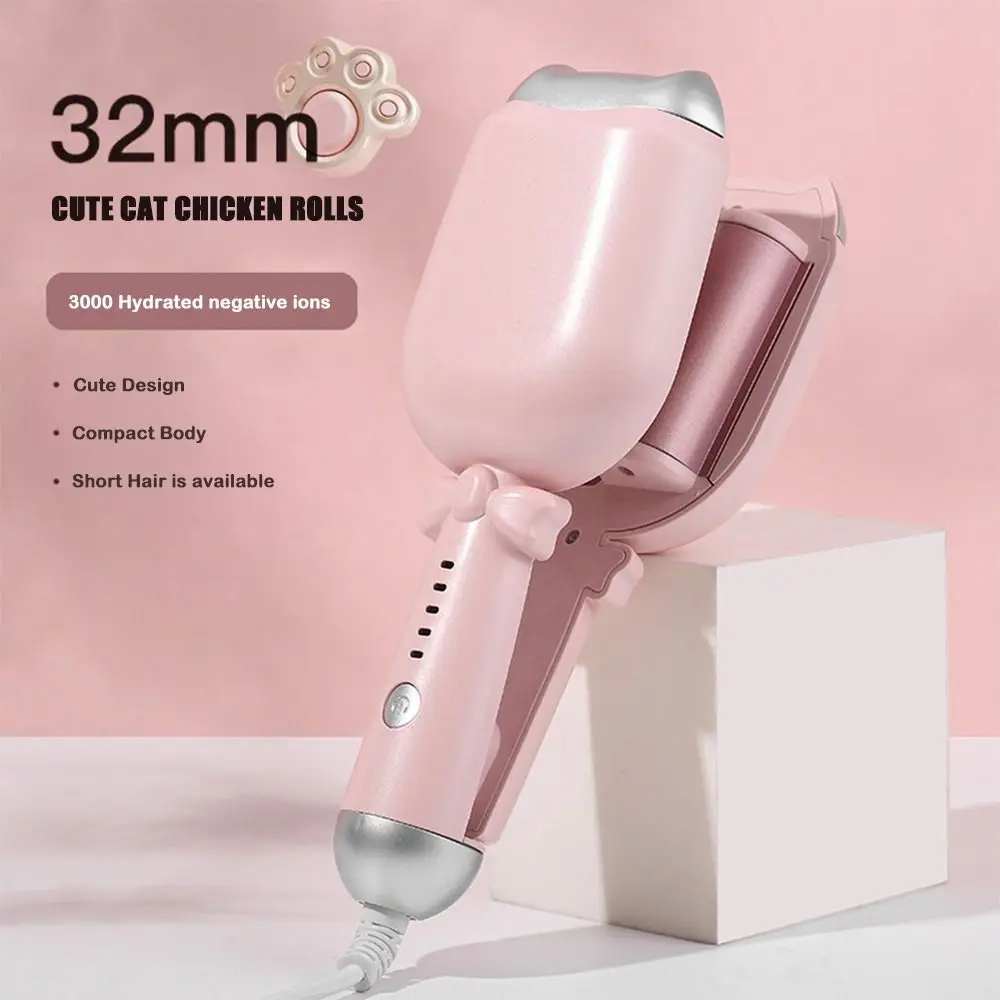 

Cute 32mm Beach Waves Curling Wand Anti-Scald 5 Speed Adjustment Ionic Hair Waver Portable Easy to Use Curling Iron for All Hair
