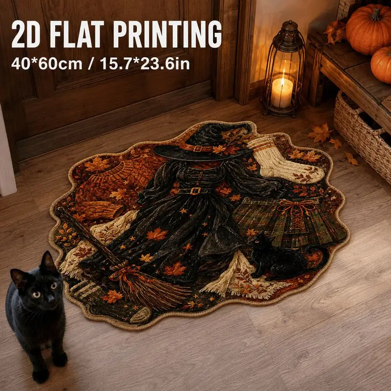 VIKAMA 2D Flat Printing Sleeping Tabby Cat Doormat Non Slip Washable Irregular Shape 40x60cm Indoor Entrance Decor Floor Rug