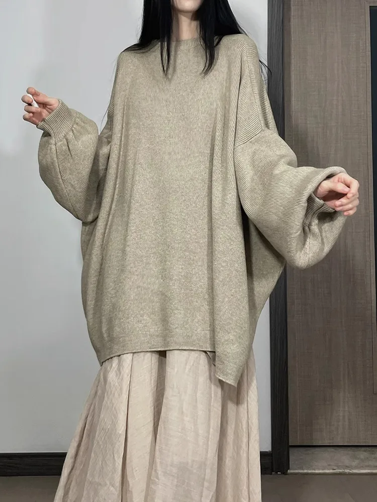 New Chinese Style Knitted Sweater Warm Lantern Sleeve Reformed Hanfu Top Cold Tone Zen Style Autumn Winter Fashion Ladies' Cl...