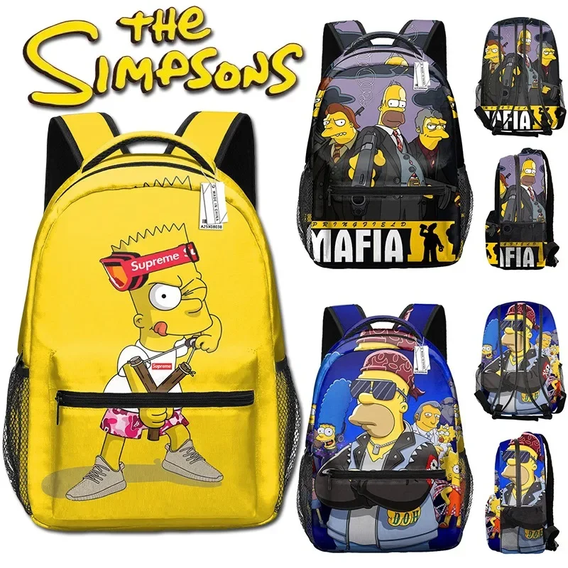 The Simpsons Children\'s Schoolbag Bart Simpson Cartoon Creative Student Large Capacity Shoulder Bag Outdoor Traveling Backpack