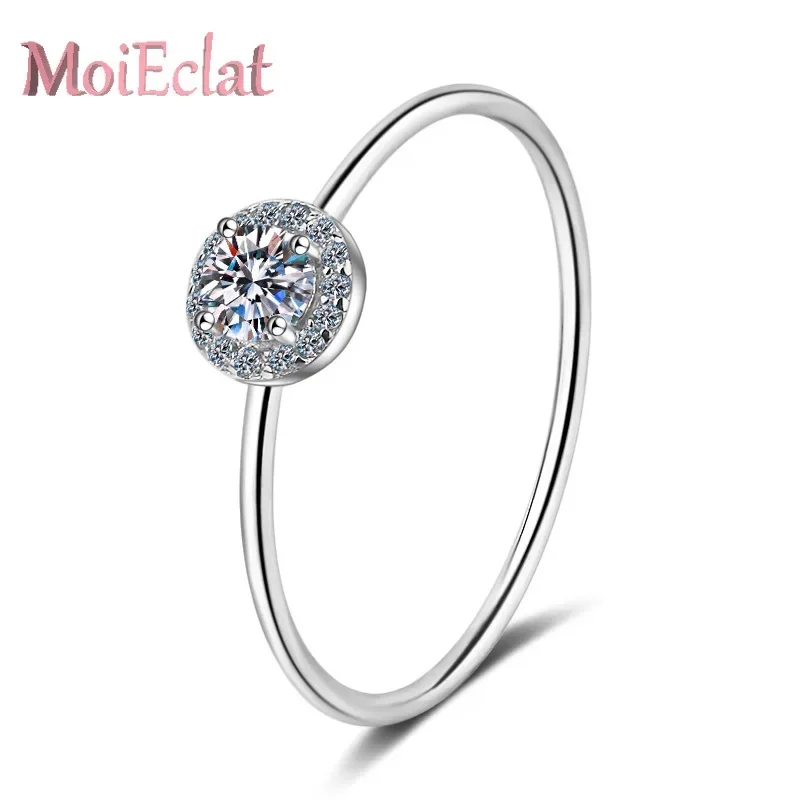 MoiEclat Store Platinum PT950  0.3ct Moissanite Round Bag Charm Ring for Women, Dainty Chic Wedding Rings Christmas Party Gift