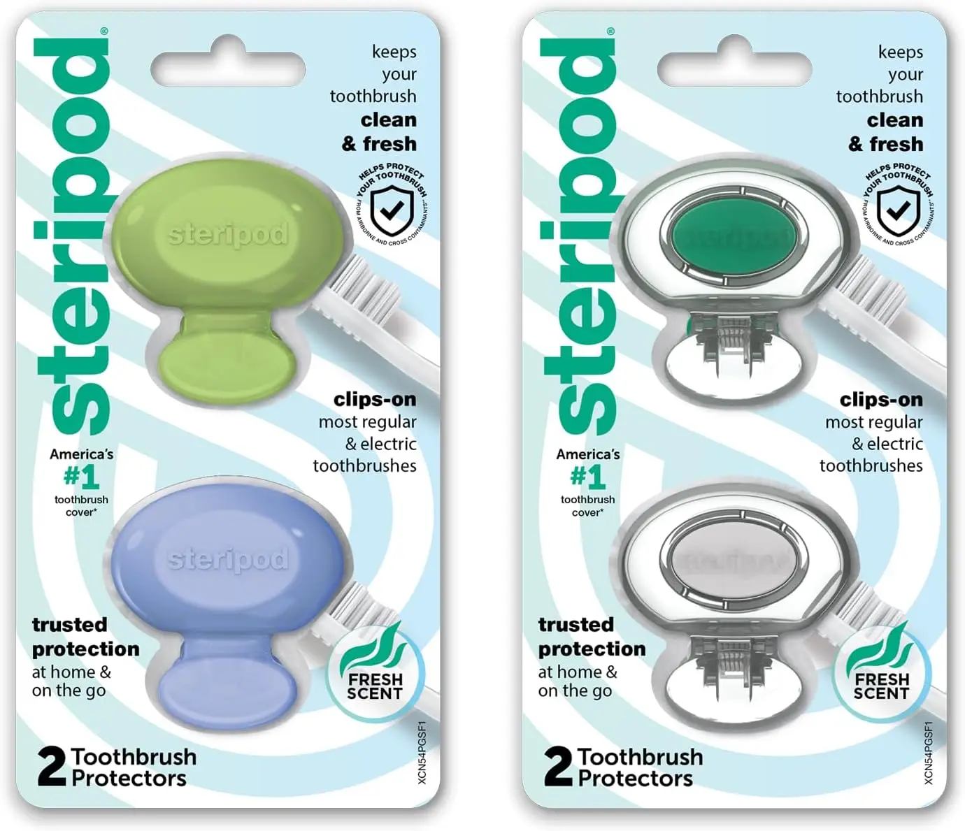 

Clip-On Toothbrush Protector, Keeps Brush Fresh & Clean, Fits Manual & Electric, 4 Pack