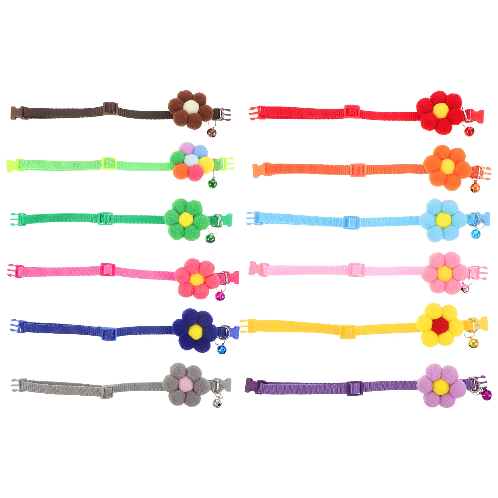 

12pcs Pet Flower Collar For Cats Small Dogs Adjustable Comfortable Lightweight Charming Design Festival Photo Prop Neckwear