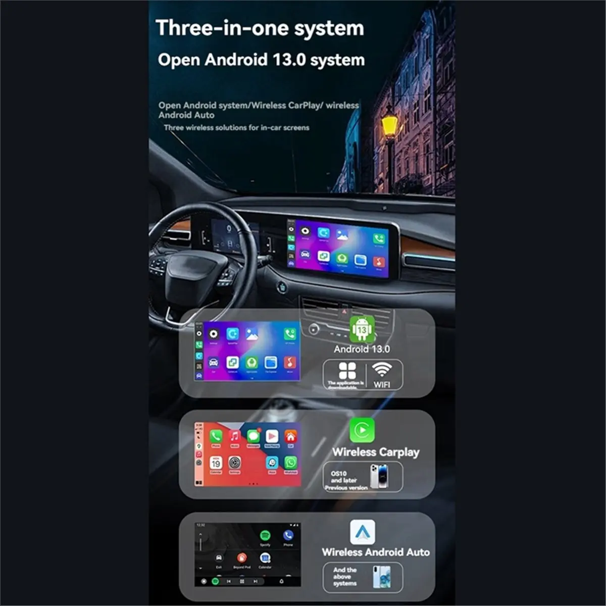 

3 в 1 беспроводной CarPlay Ai Box Android Auto/Carplay/Android 13 Smart TV Box WiFi6 беспроводной автомобильный адаптер 2 + 32G