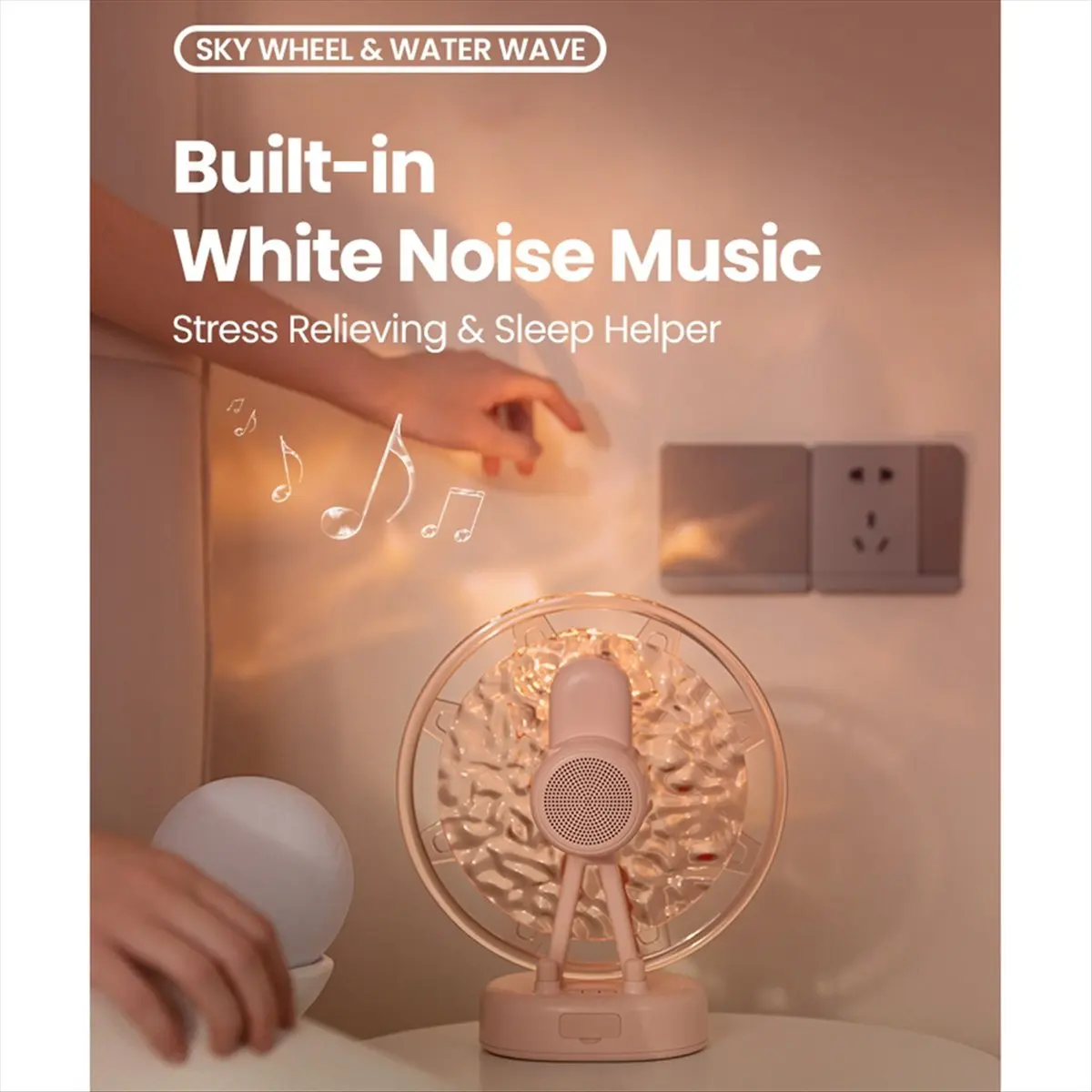 

Component Ferris Wheel Wave Lamp Speaker with White Noise Music,360° Surround Sound Hi-Fi Bluetooth Speaker White