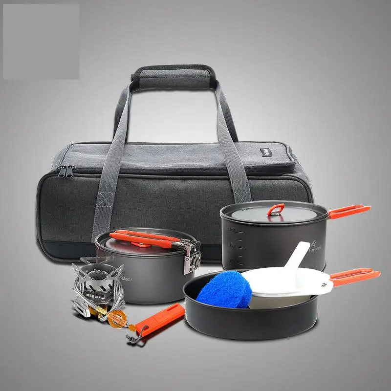 

Family picnic set self-driving trip parent-child outdoor windproof stove set pot 3-4 people portable picnic equipment