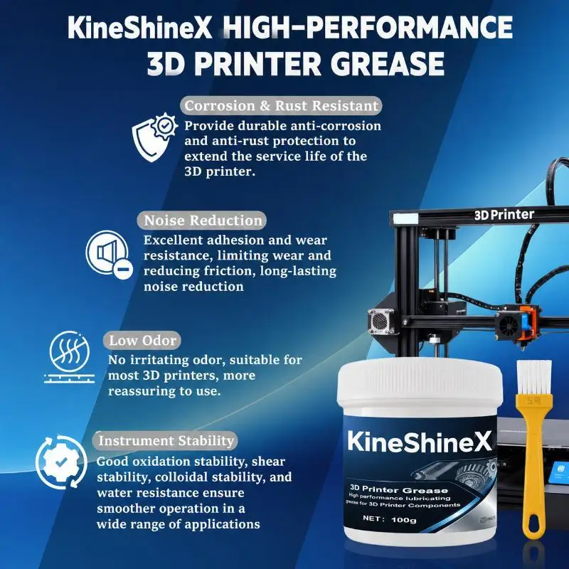 【C】Premium 3D Printer Grease For Z Axis Screws Rails Low Noise Lubricant Fits Ender 3 Bambu Lab Prusa Voron 100g With Brush