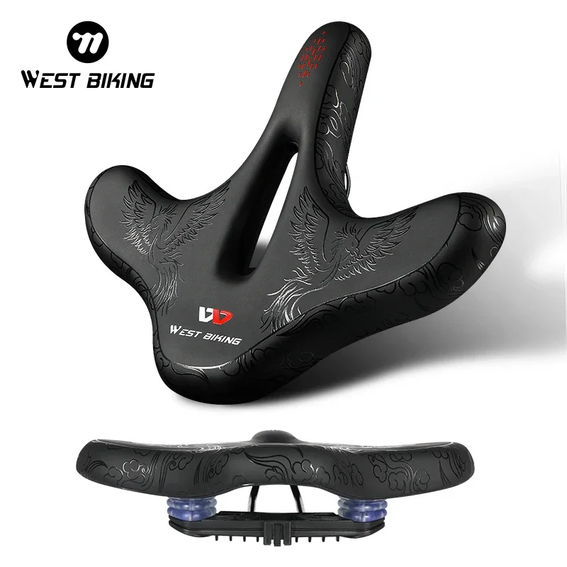 

WEST BIKING Plane Widen Bike Saddle Thicken Shock Absorption Oversize Bicycle Cushion Hollow Breathable Comfortable Cycling Seat