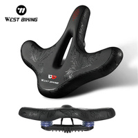 WEST BIKING Plane Widen Bike Saddle Thicken Shock Absorption Oversize Bicycle Cushion Hollow Breathable Comfortable Cycling Seat