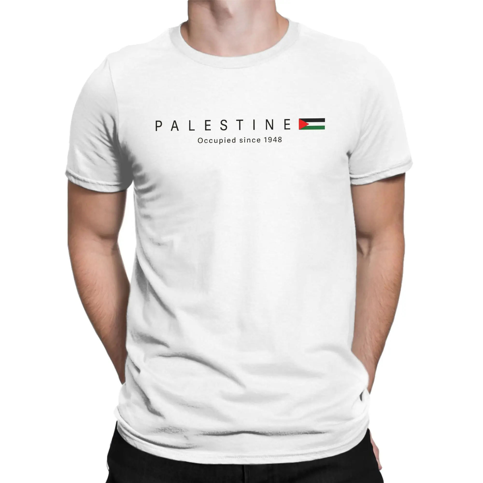 Palestine Flag Palestinian Map Cotton T Shirt For Men Summer  Streetwear T Shirts O Neck Tee Shirt Big Size Wholesale Clothes