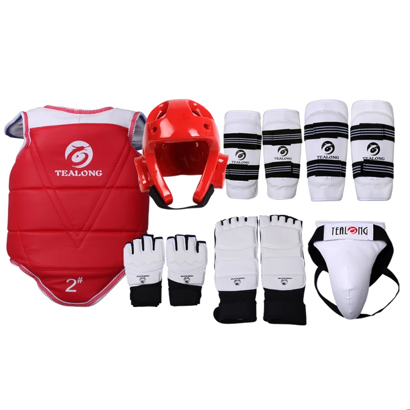 Taekwondo Five-piece Set Helmet Armor Kickboxing Guantes De Boxeo Boxing Glove Capacete Taekwondo Equipment Head Protector Spats