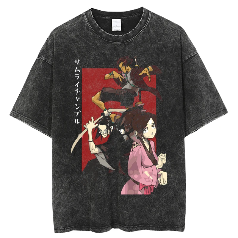 2023 Japanese Anime Samurai champloo T-Shirt Print T Shirt Fashion Hip Hop T-Shirts Streetwear Summer Casual Tops Unisex