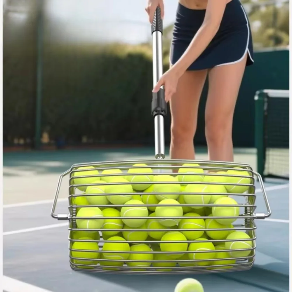 adjustable-handle-tennis-ball-picker-rolling-wheels-sturdy-pickleball-ball-retriever-durable-ball-picking-container