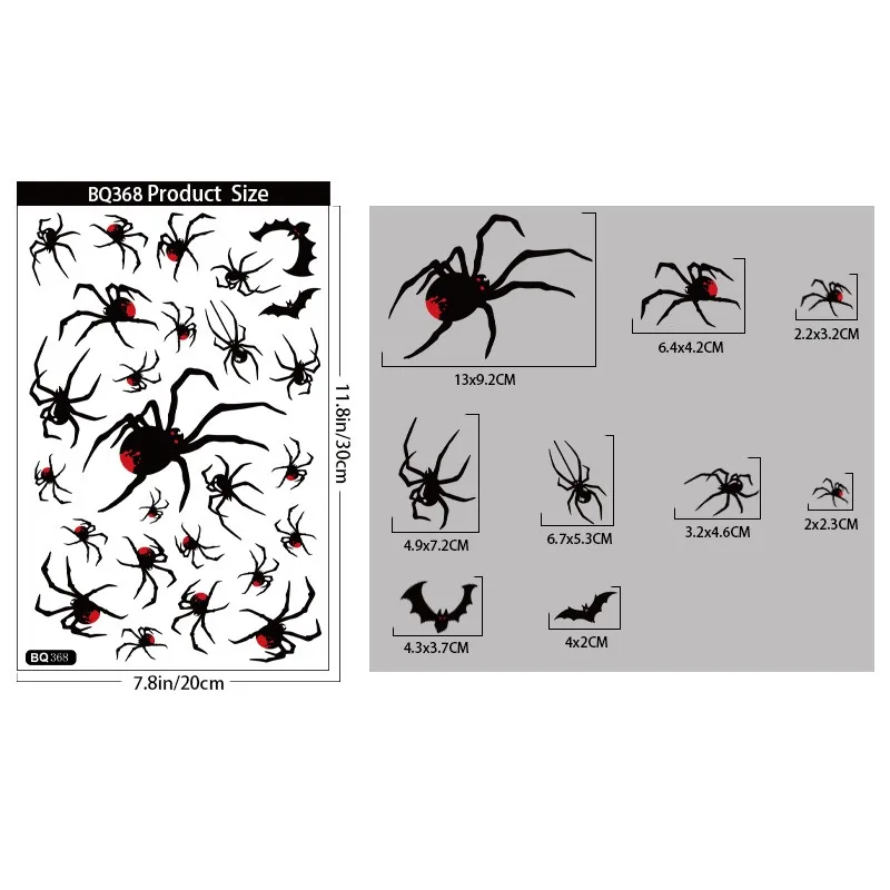Halloween Static Window Stickers Terrifying Vampire Bat Spider Web Stickers Glass Door Sticker Happy 2024 Halloween Party Decor