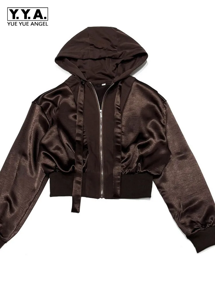 

Concise Style Hooded Solid Color Female Jacket Top Quality Ladies Short Coat Fashion Long Sleeves Zipper High Waist Outwear
