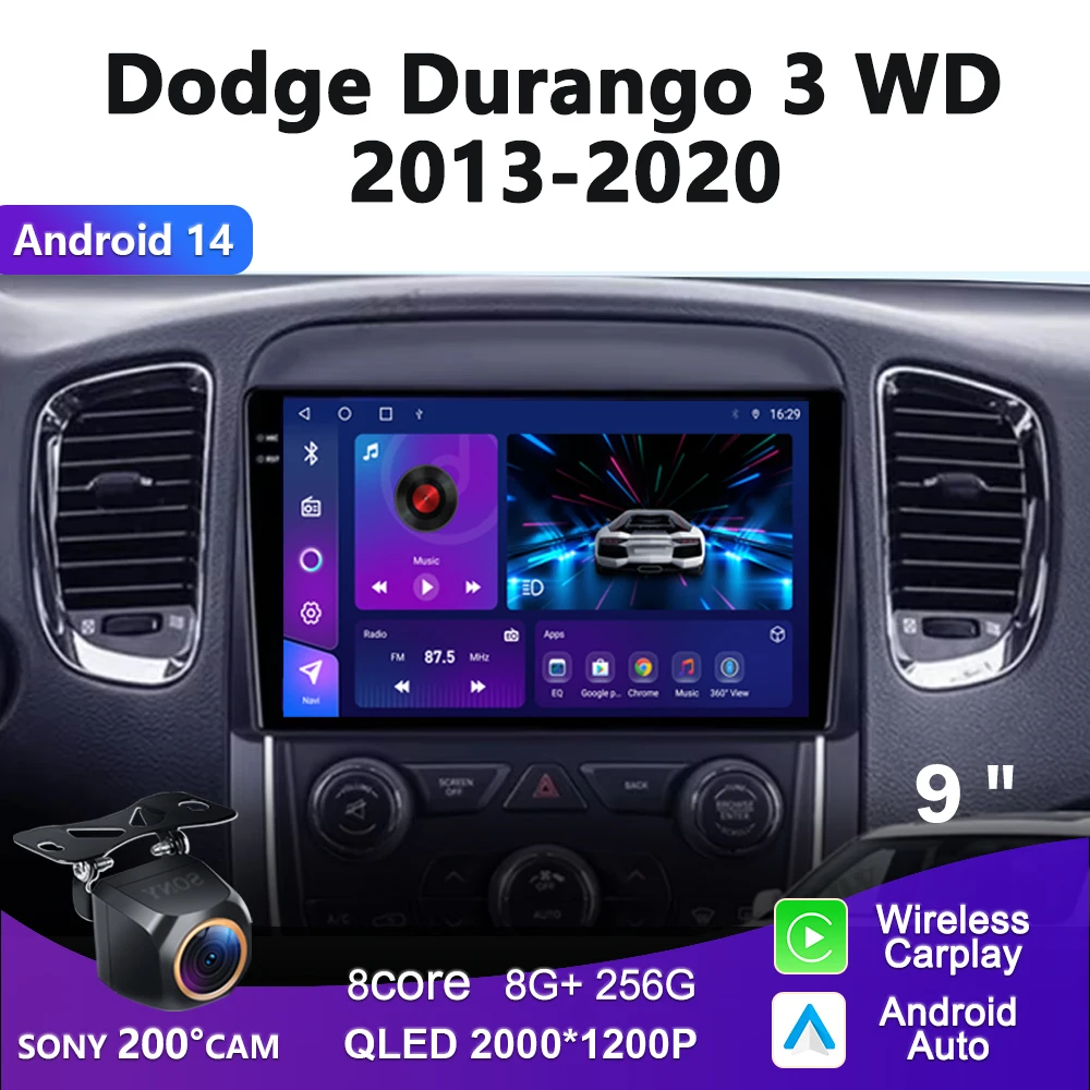 2K Incell Screen Android 14 For Dodge Durango 3 WD 2013 - 2020 Car Radio Multimedia Video Player GPS Navigation No 2din DVD HDR