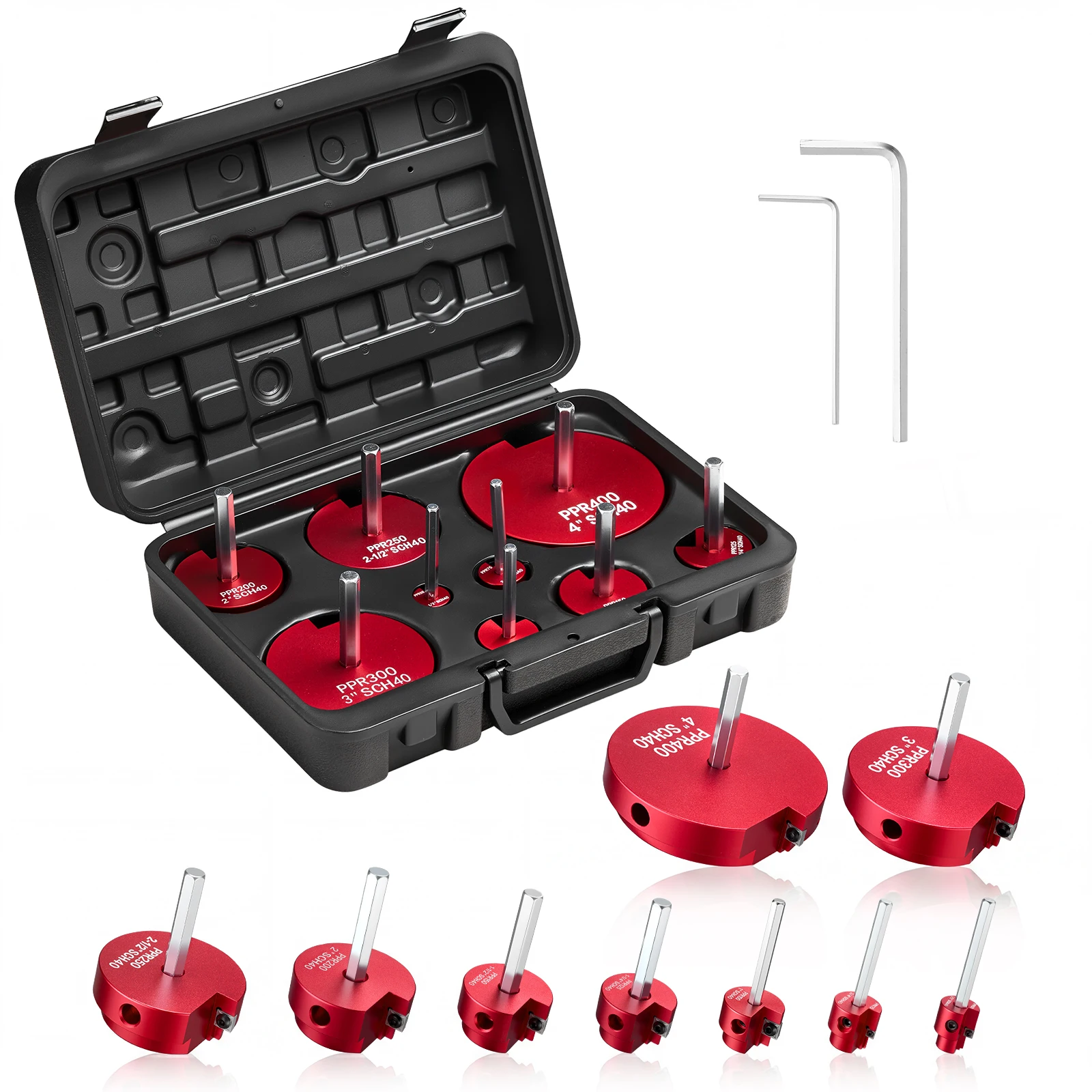 

SucceBuy PVC Pipe Reamer Kit 5/7/9 PCS Fitting Socket Saver, Fits Standard 1/2" Drills Plumbing Tool Kit for SCH40 ABS CPVC Pipe