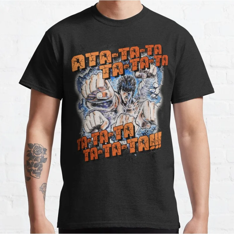 

80s Anime Hokuto Hyakuretsu Ken manga Kenshiro Japan cartoon Short-sleeve crewneck T-shirt large size Adult Tops S-6xl