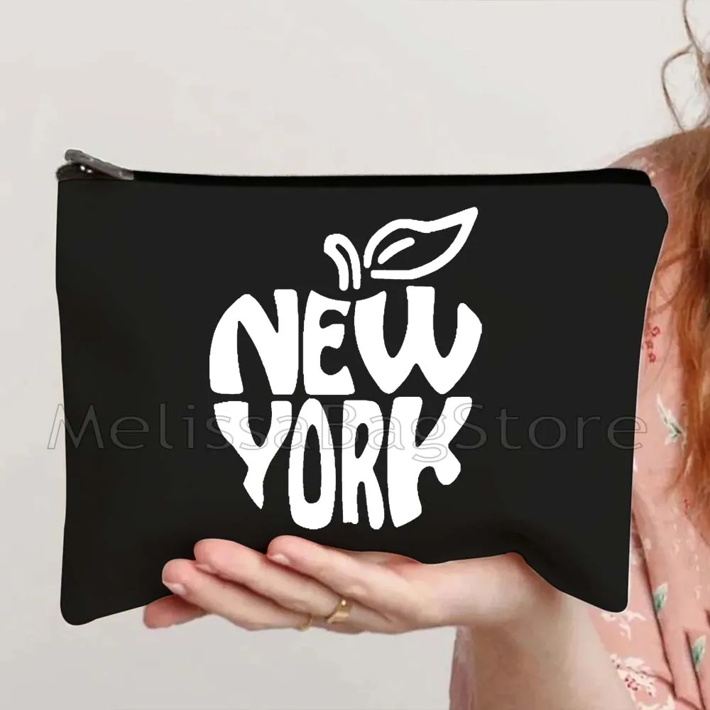 New York The Big Apple NYC Cute Gifts Statue Of Liberty Stamp San Francisco Lettering Storage Cosmetic Bag Makeup Case Pouch