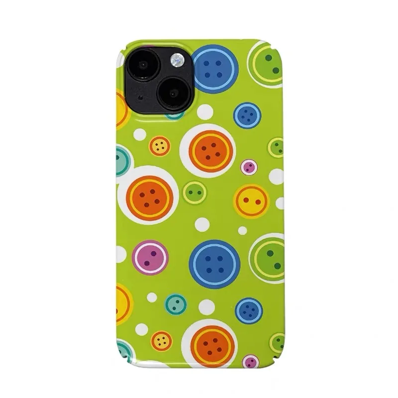

Colorful Button with Green Background Phone Case for IPHONE 17 Air 16E 15 PROMAX 14 Plus 13 12 MINI 11 XR XS Acrylic Phone Cover