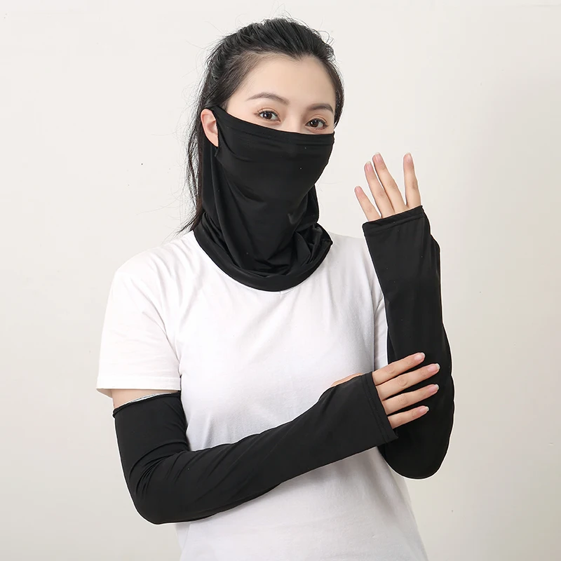 자외선 차단 야외 목 랩 암 슬리브 풀 커버, 스포츠 자외선 차단 턱받이 아이스 실크 마스크, 낚시, 등산, 얼굴 목 랩 커버 
