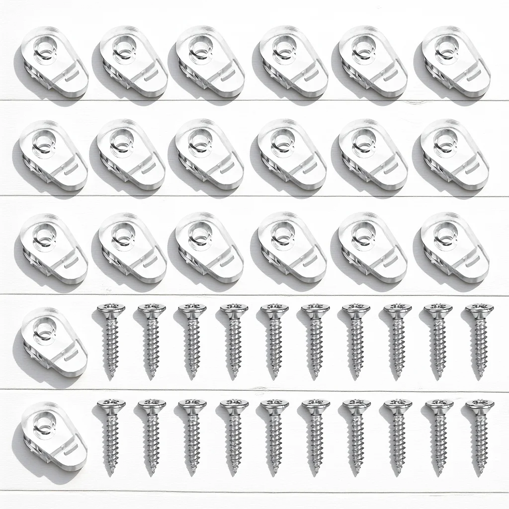 

20Pcs Mirror Fixing Clips Plastic Glass Holder Mount Retainer with Screws for Bathroom Cabinet Door Home Hardware Accessory
