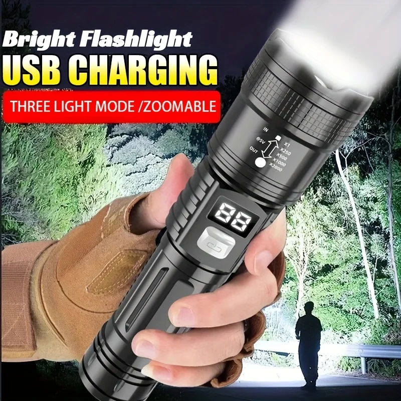 

Rechargeable Flashlights High Power LED Tactical Flashlight Super Bright Handheld Hunting Torch Light for Emergency Hiking Fish