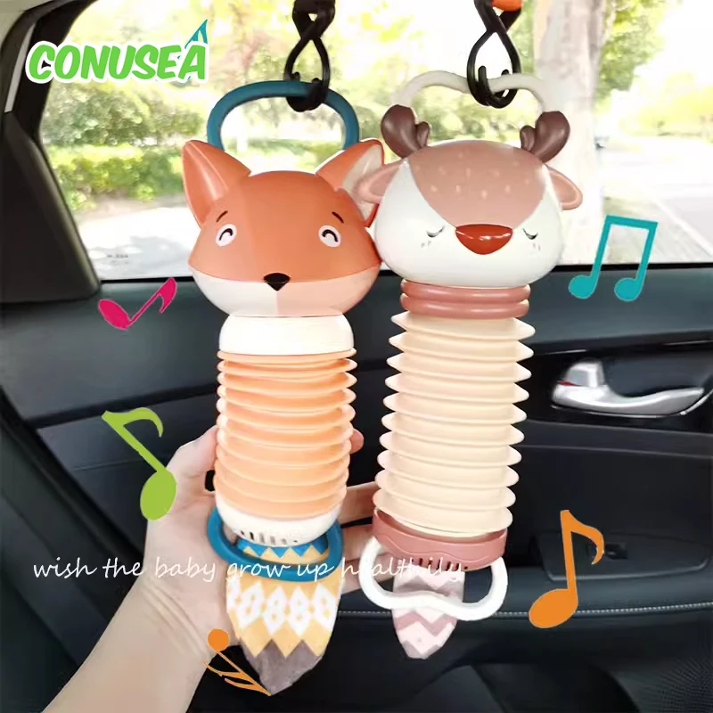 

Baby Cartoon Fox Deer Accordion Music Toy Car Hanging Early Education Instrument Electronic Vocal Music Soothe Toys Children