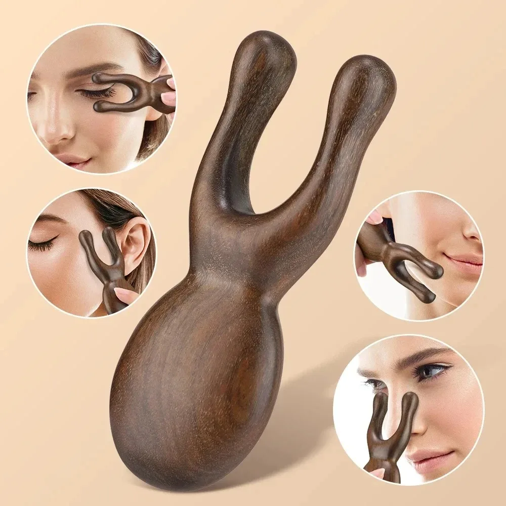 

Wooden Gua Sha Facial Tools Head Massager Sandalwood Wood Massage Tool for Face Nose Eye Wood Therapy Massage Acupressur Tools