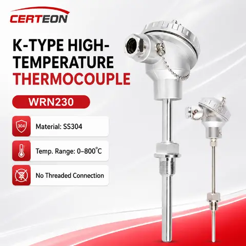 WRN230 K Type Thermocouple 0-800°C M27x2 Thread Industrial Temperature Sensor for Chemical Food Steam Systems