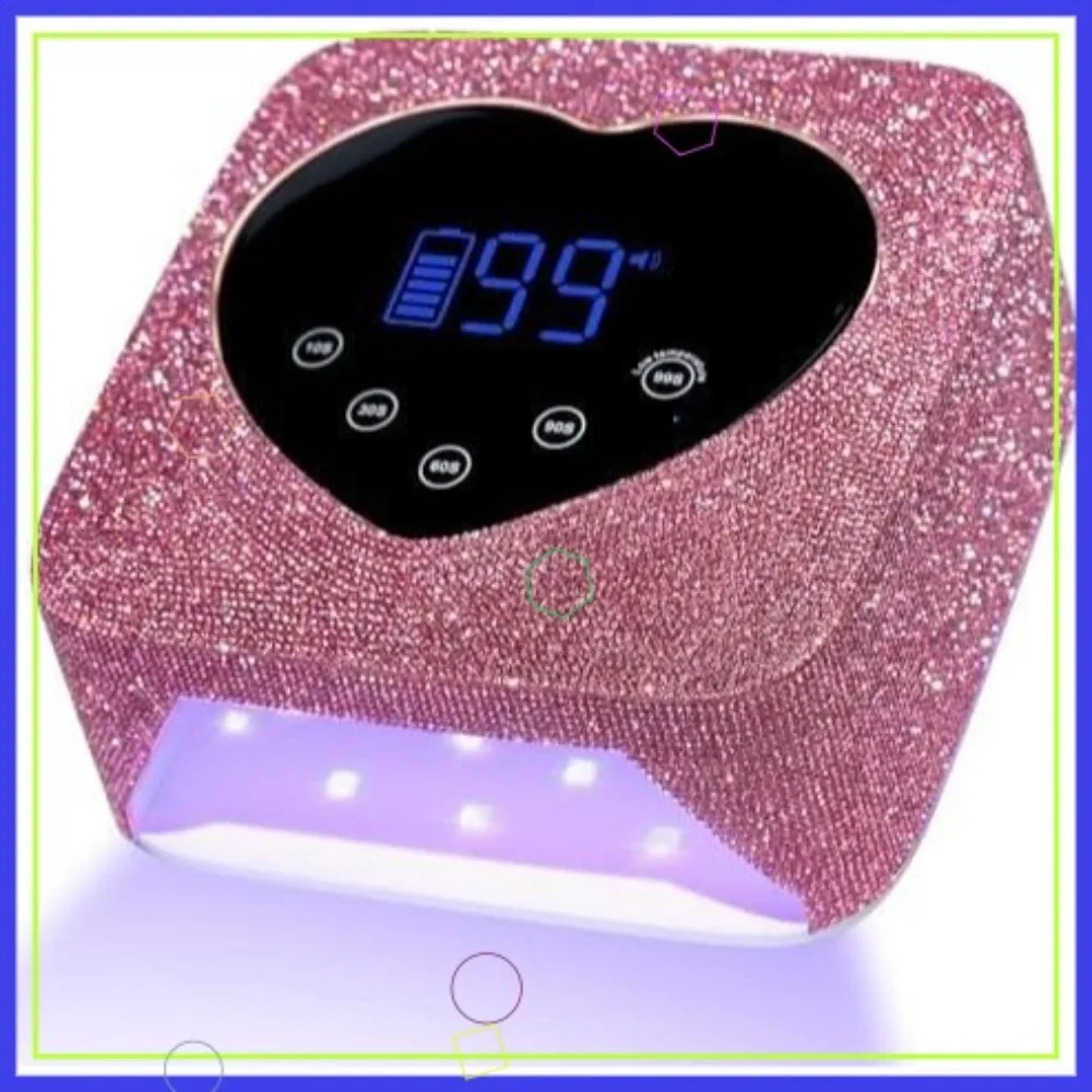 

72W Rechargeable UV LED Nail Lamp with 5 Timers, Wireless & Sparkly Design for Salon & Home Use