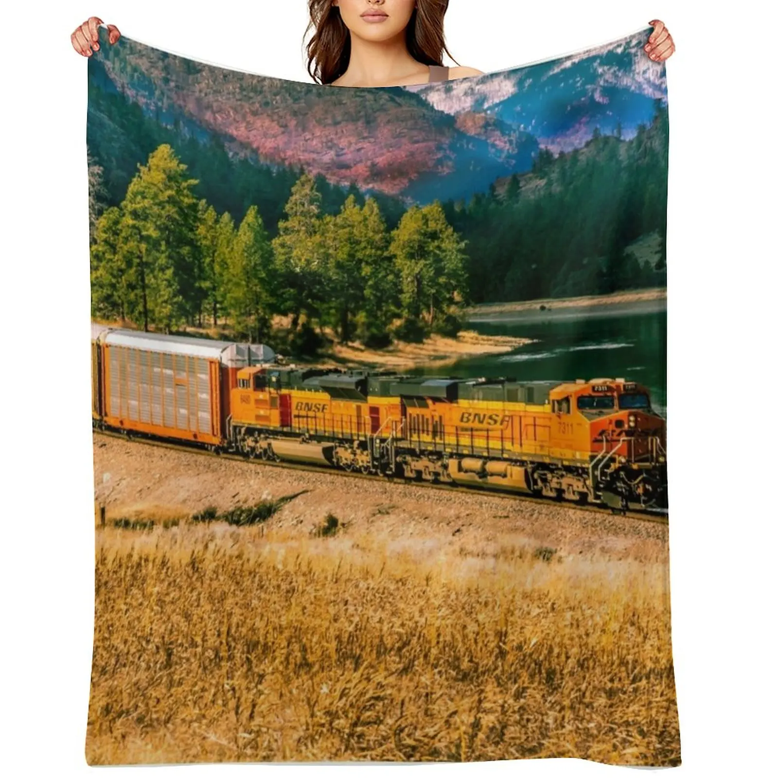 

Car Train by the River Throw Blanket Decorative Sofas for babies anime Cute Blankets