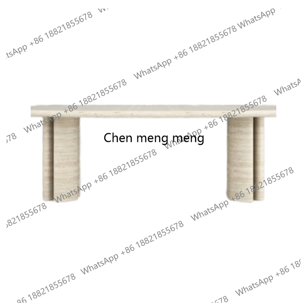 Traditional High-End Custom 8-Seater Dining Room Furniture for Hotel & Workshop Use Natural Marble Travertine Oval Dining Table