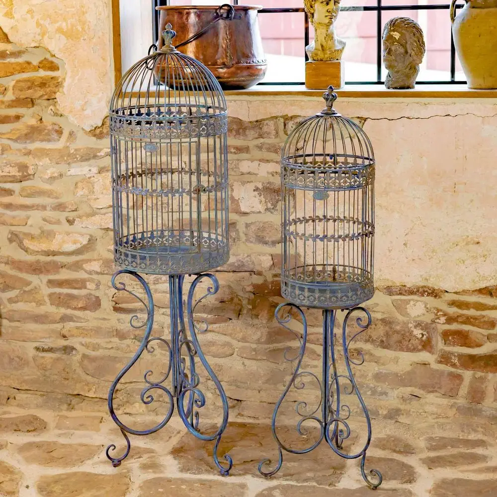 

2 Victorian Style Birdcage Planters Copenhagen 1843 (Cobalt Blue)
