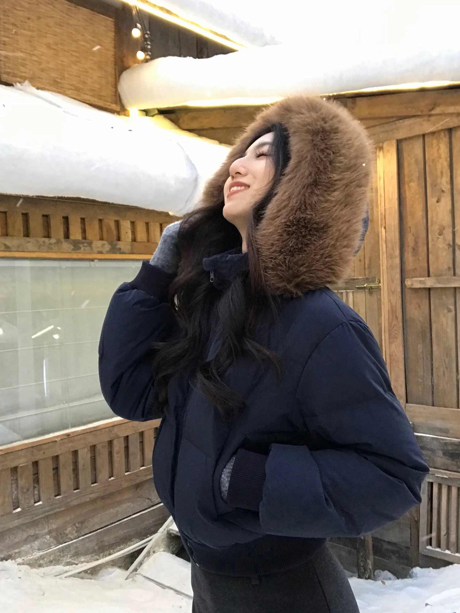 

Mulvan Winter ort Puffer Jaet Women's Detachable Fur Collar Warm Fluffy Casual Sle Du down Coat Thiened Long Sve