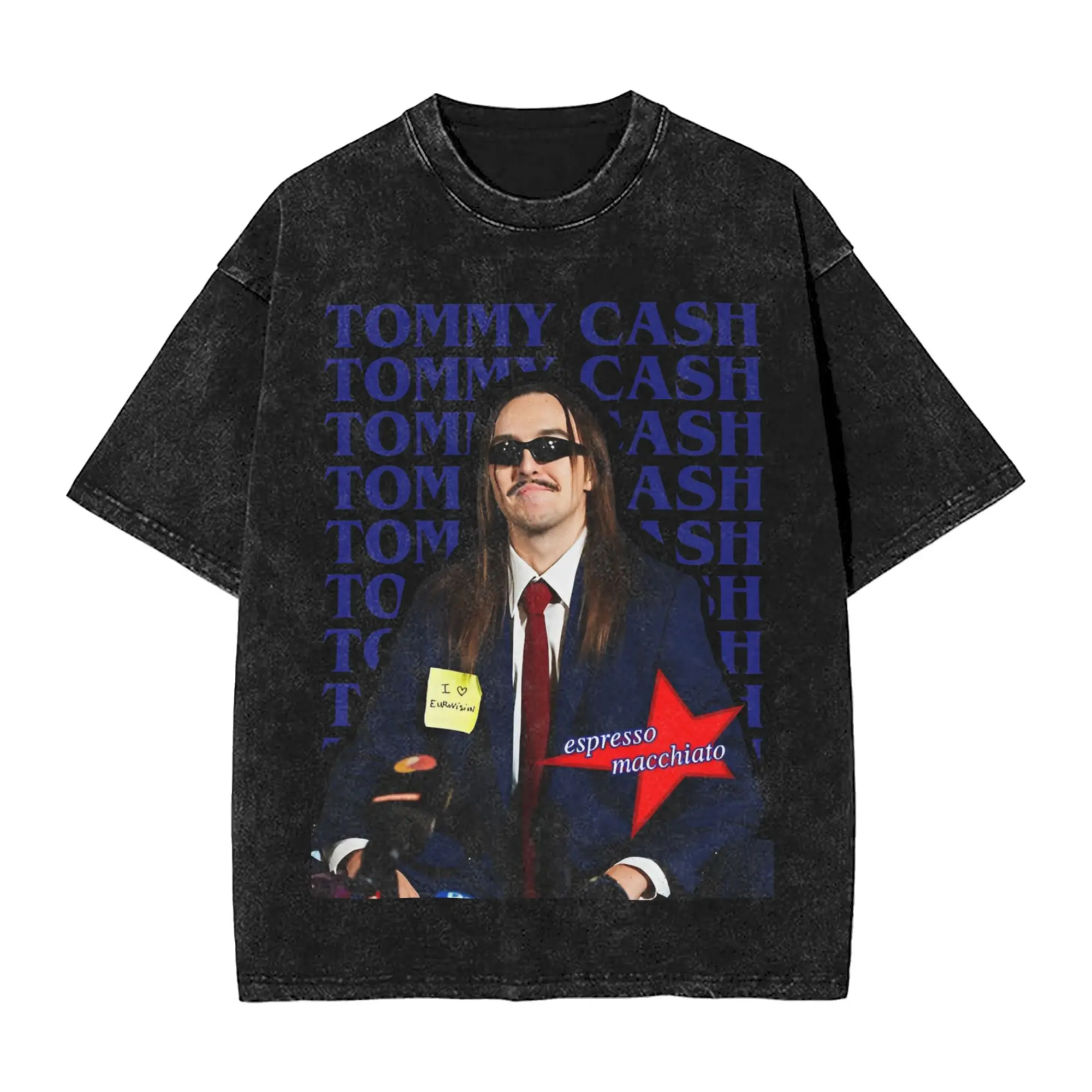 

Tommy Cash Espresso Macchiato Eurovision 2025 Estonia Shirt Washed Style For Men Women 100% Cotton Tee Shirts Clothes