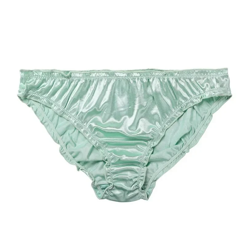 Satin Glossy Underwear Ladies Smooth Briefs Shiny Lingerie Soft Panties Women Breathable High Elastic Waist Underpants Knickers