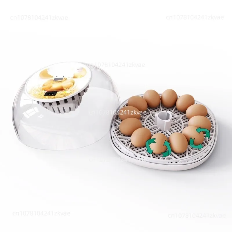 Incubator 12 Pieces Household Egg Incubator Chicken and Duck Breeding Equipment Visible Top Cover