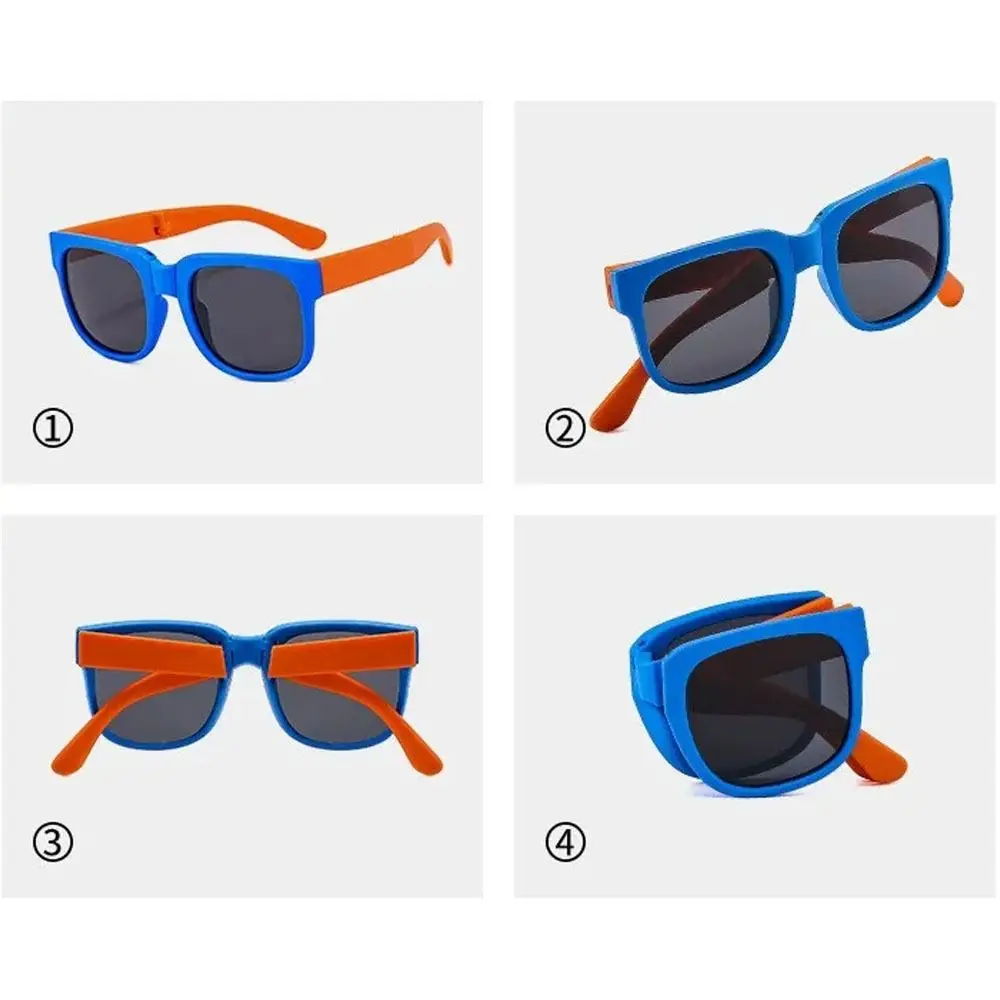 نظارات شمسية عصرية للأطفال في الهواء الطلق بإطار مربع للأشعة فوق البنفسجية 400 نظارات شمسية قابلة للطي للأطفال الصغار من الأولاد والبنات