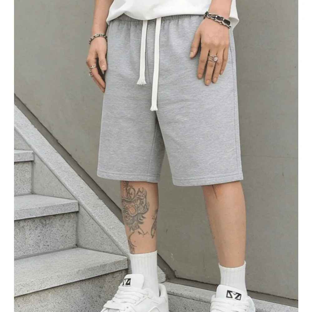 Shorts esportivos casuais masculinos de verão com cordão, shorts de moda com cintura elástica, shorts de praia de verão com bolsos.