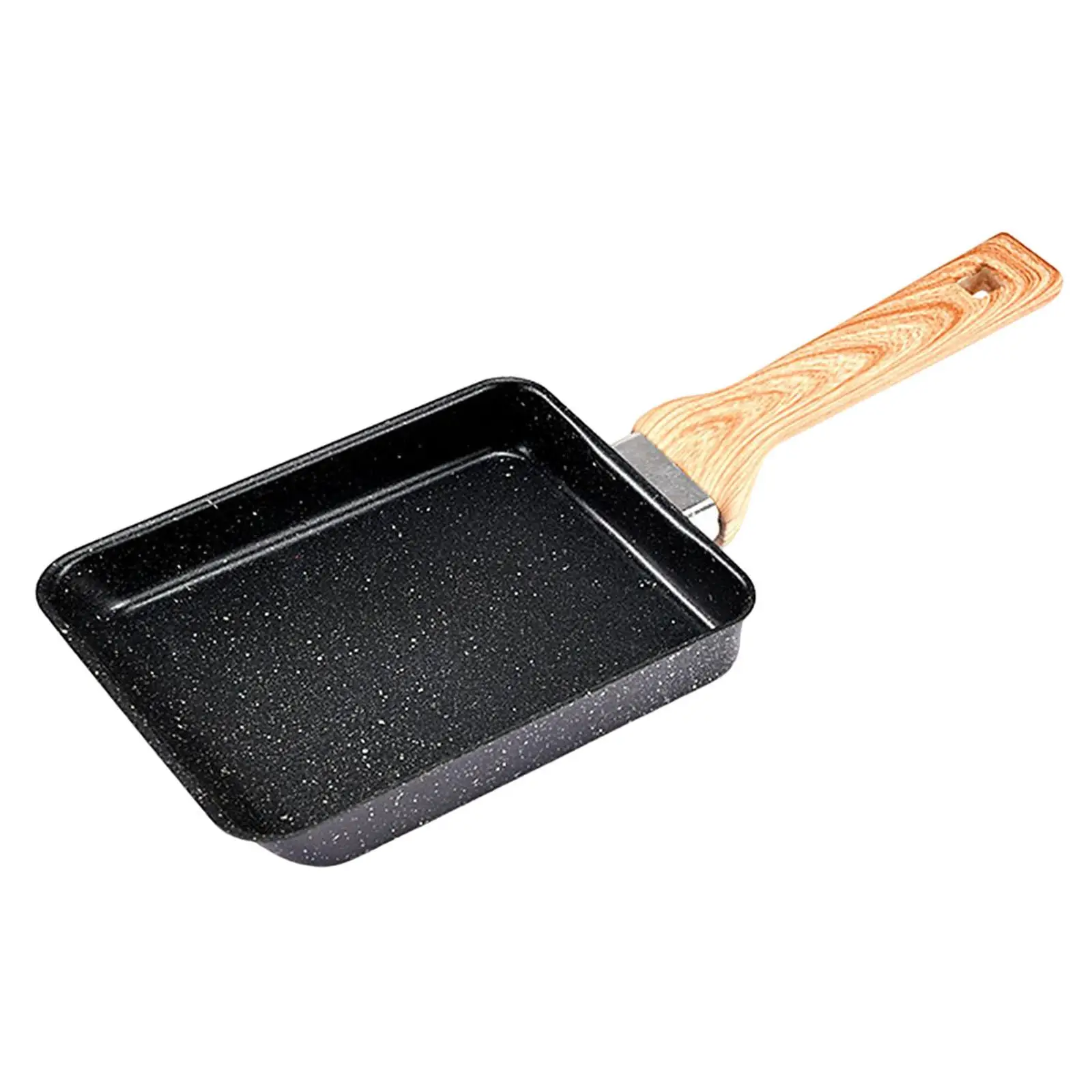 Omelet Pan Scratch Proof Bottom Oak Handle Healthy and Smokeless Pan Kitchen Cookware Egg Stove Tops