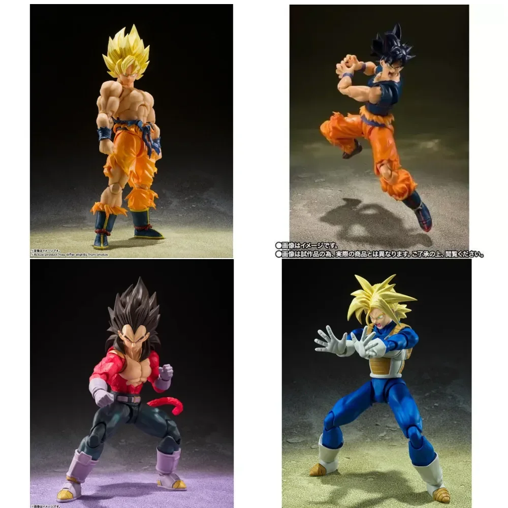 Bandai Dragon Ball Vegeta Goku Trunks Shf Super 4 Battle Damage Gogeta New Body Watch Extremely Free Spirit Collection Model Toy