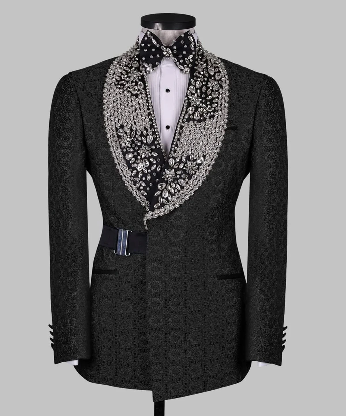 Exquisite Wedding Man Suits  Slim Rhinestone Diamond Business Lapel Blazer Formal Occasions Suits for Men Party Customized